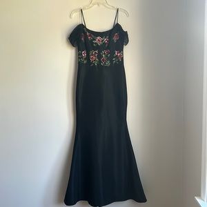 Nicole Miller, size 4, mermaid gown, beaded bodice, corset back, off shoulder